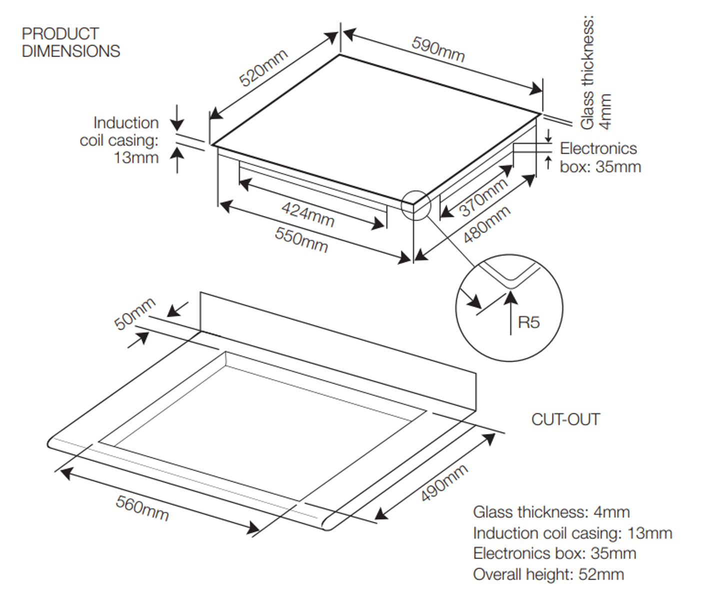 Witt WIF60SQW4 Induktionskogeplade billede 2