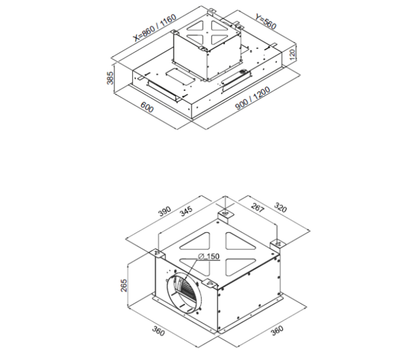 Witt DICE120W Loftemhætte