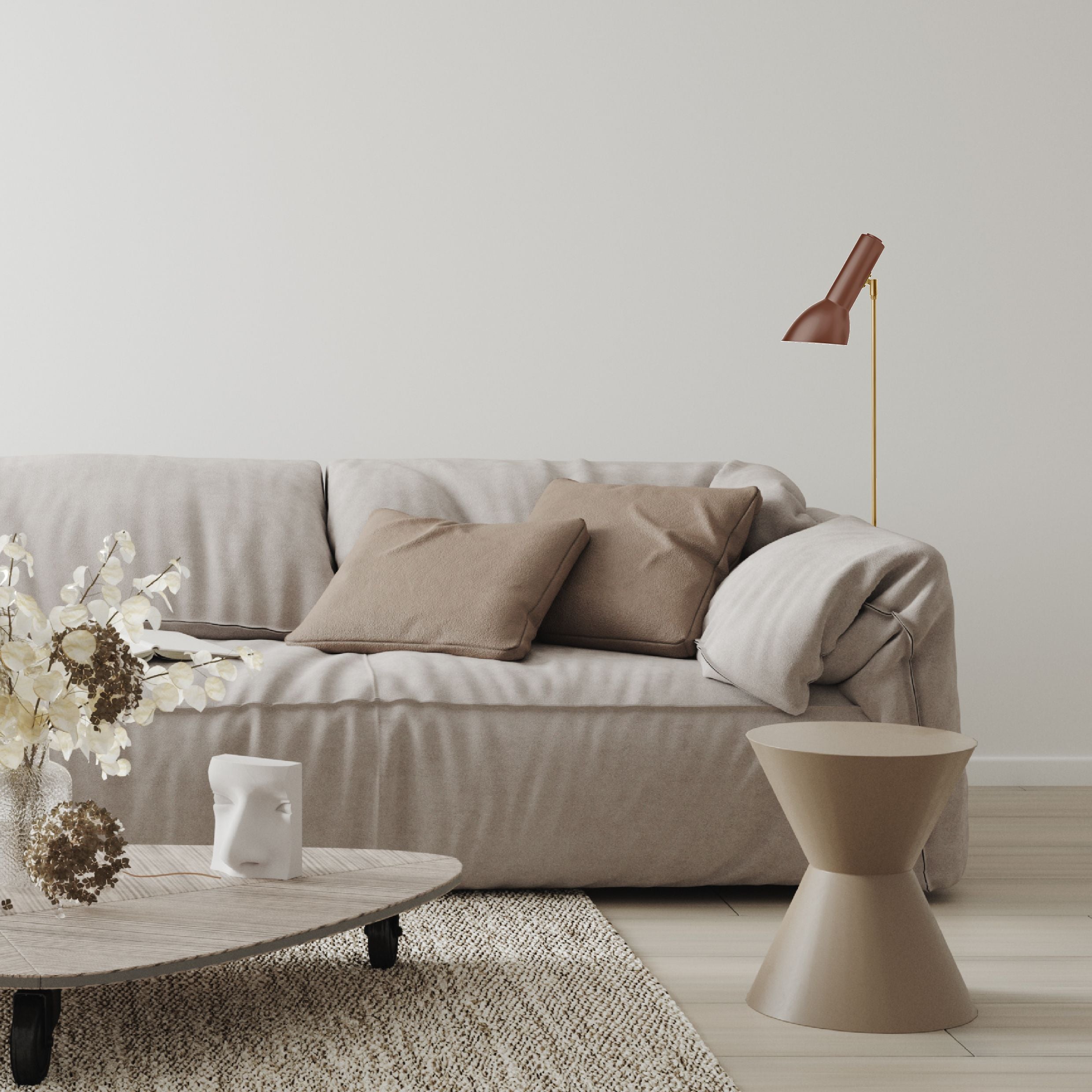 Oblique Teglrød/Messing - Gulvlampe billede 3