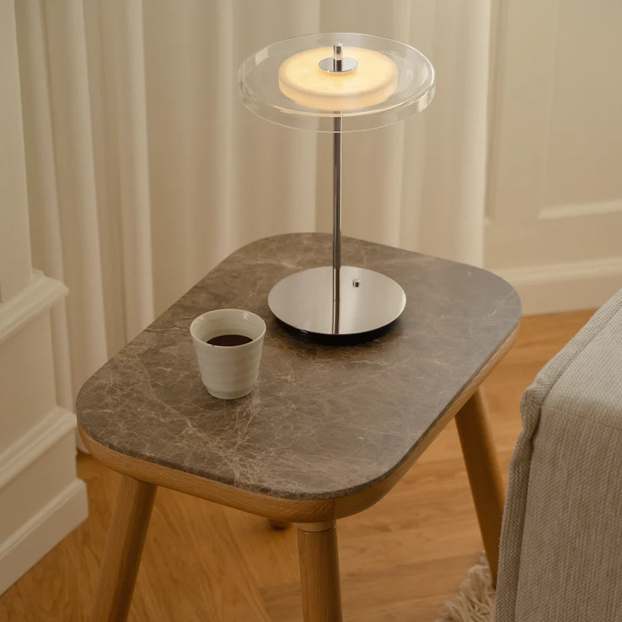 Asteria Glass Move Polished Steel bordlampe billede 4