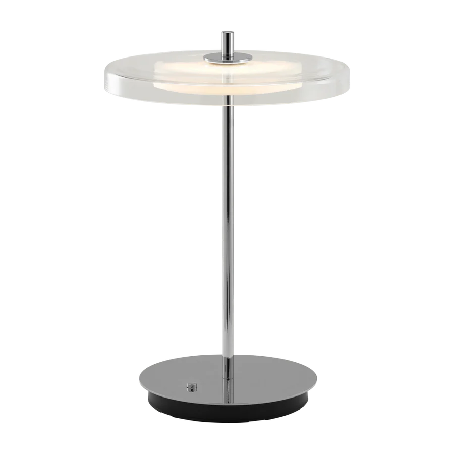 Asteria Glass Move Polished Steel bordlampe billede 3
