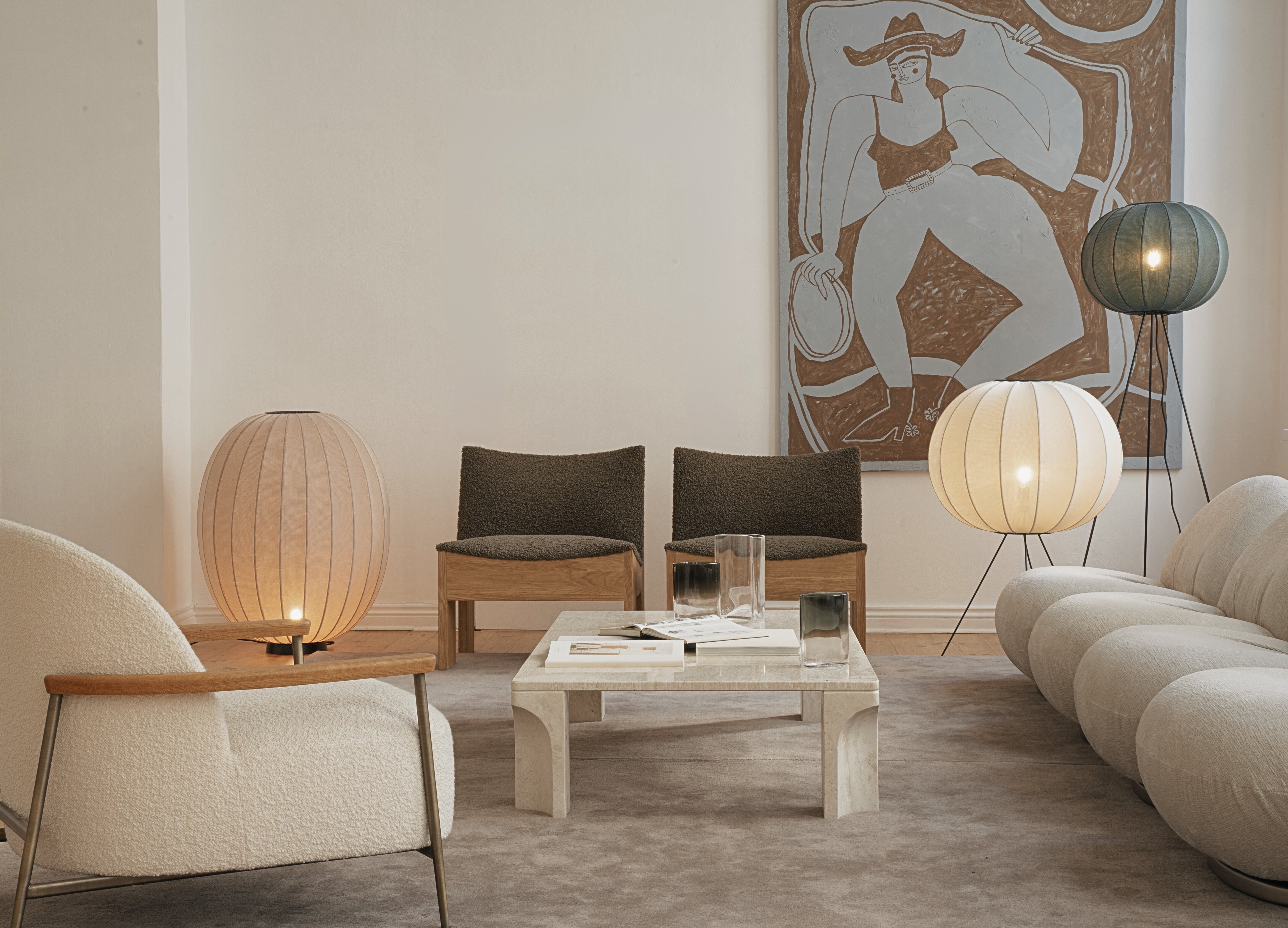 Knit-Wit Ø60 Round Gulvlampe High Sand Stone billede 3