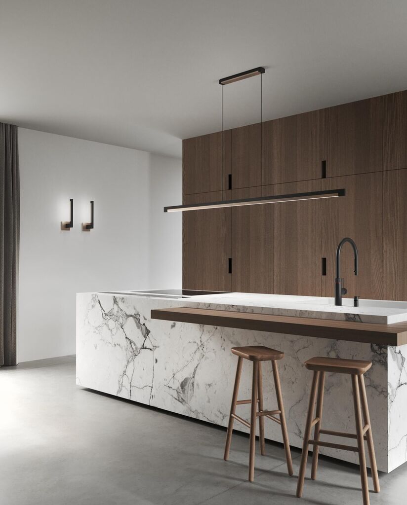Inlay W2 Linear matsort satinguld LED væglampe billede 3
