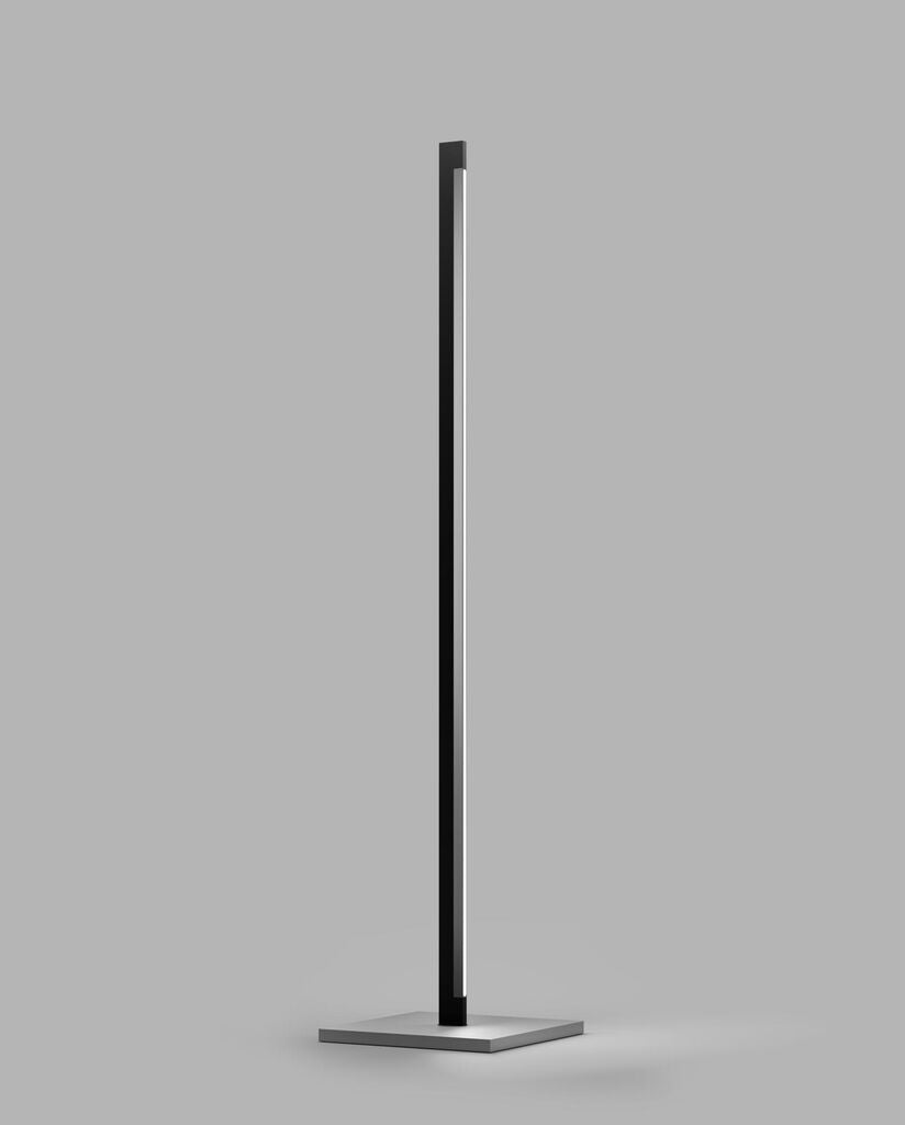 Inlay F1 matsort satinsølv LED gulvlampe billede 1