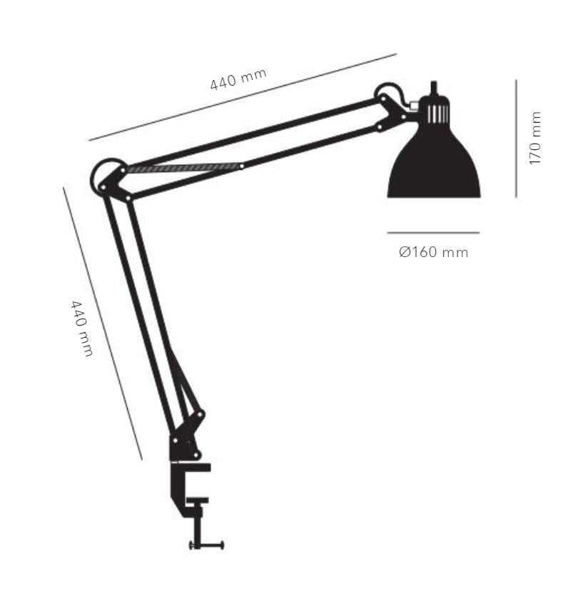 Archi T2 E27 grå bordlampe billede 2
