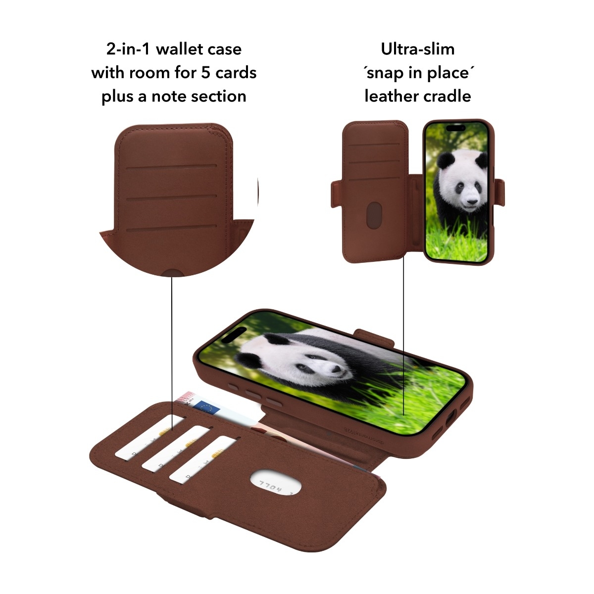Dbramante1928 iPhone 17 Pro Lynge MagSafe wallet flip cover, brun billede 2