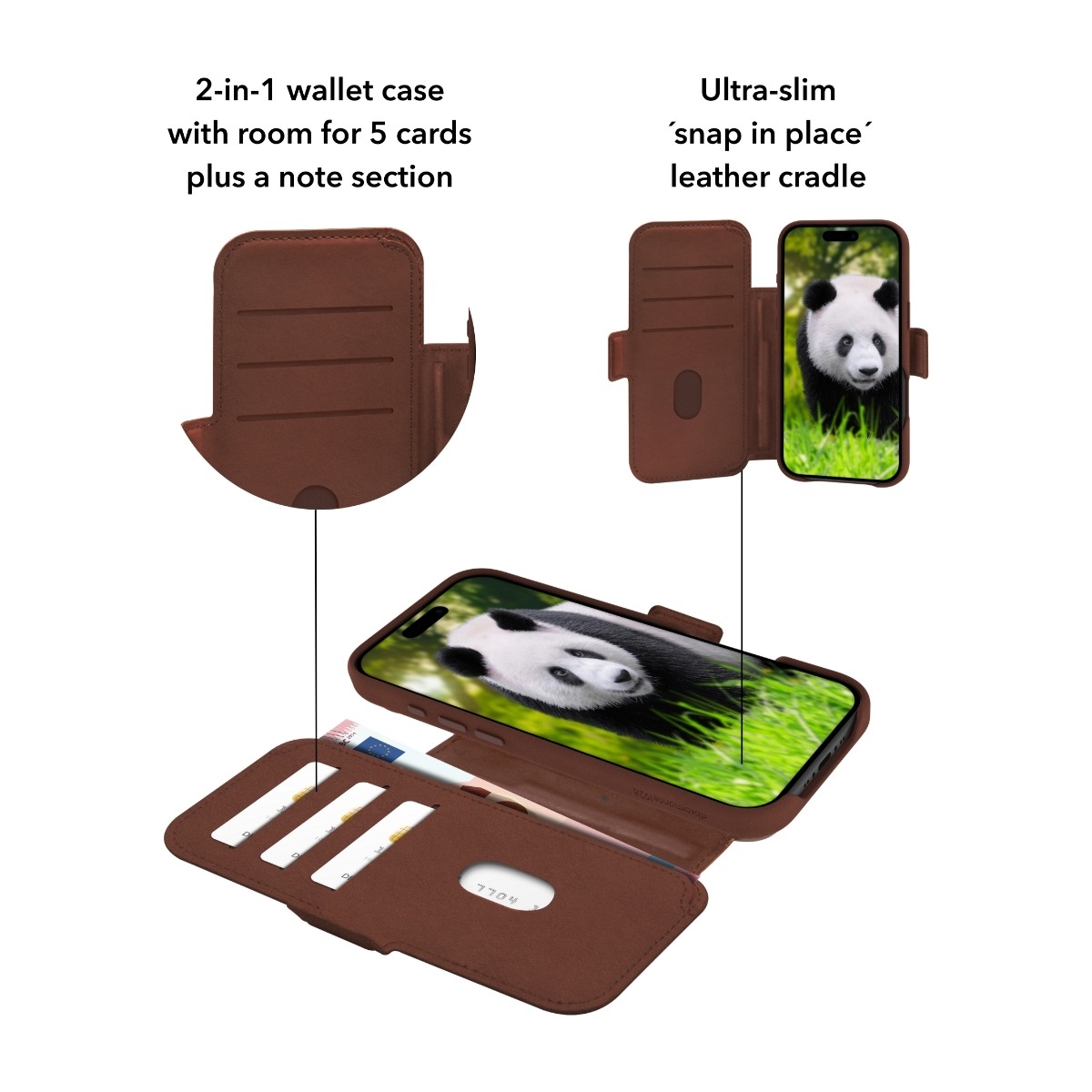Dbramante1928 iPhone Air Lynge MagSafe wallet flip cover, brun billede 2