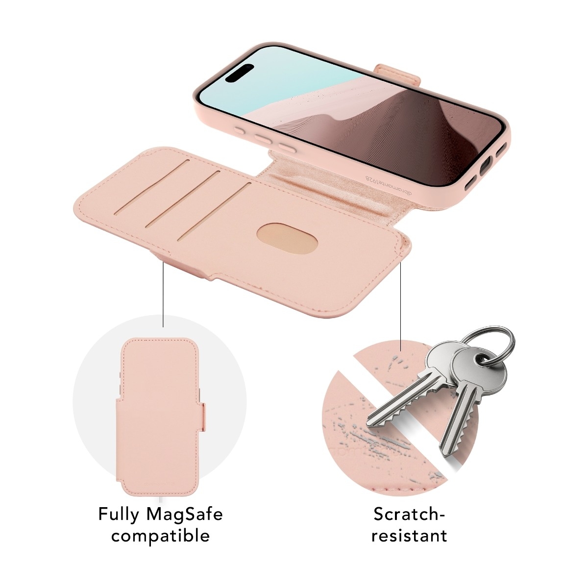 Dbramante1928 iPhone 17 Pro Lynge MagSafe ICON wallet flip cover, lyserød billede 4