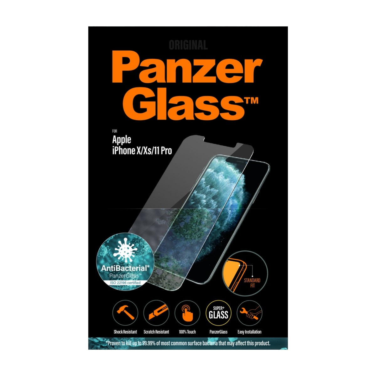 PanzerGlass iPhone X/XS/11 Pro skærmbeskytter, sort billede 1