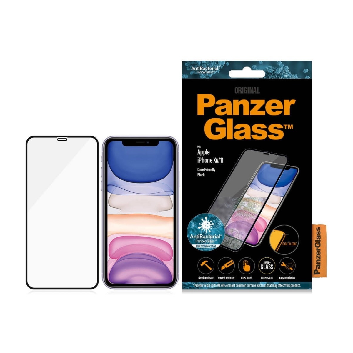 PanzerGlass iPhone XR/11 CF skærmbeskytter, sort billede 2