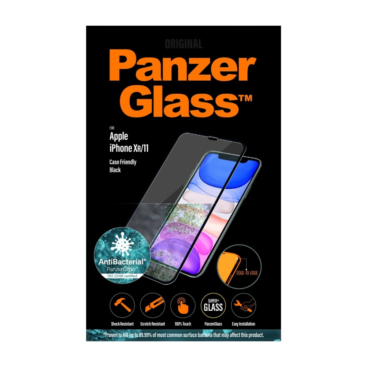 PanzerGlass iPhone XR/11 CF skærmbeskytter, sort billede 1