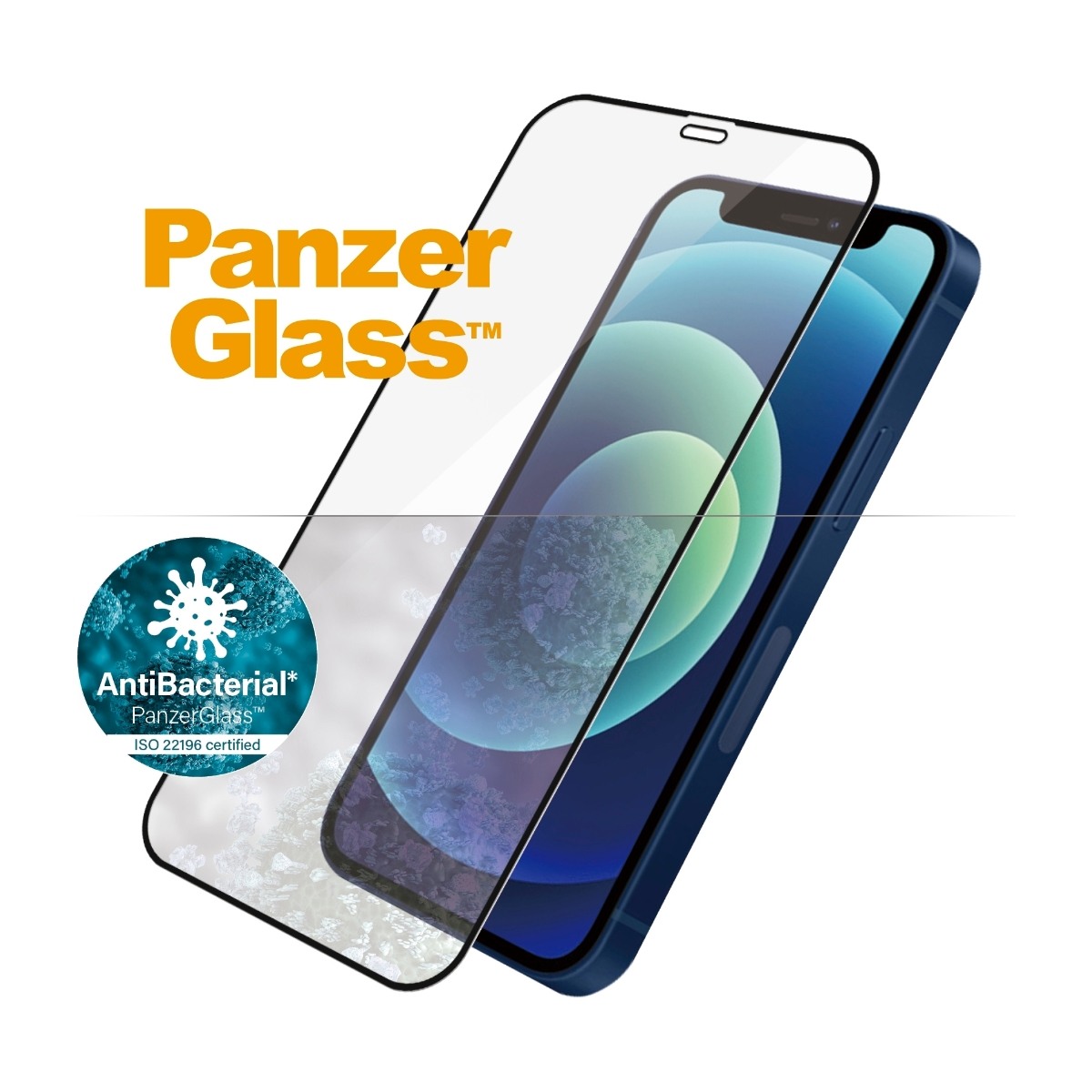 PANZERGLASS IPHONE 12 MINI CASE FRIENDLY ANTIBAKTERIEL SKÆRMBESKYTTER, SORT billede 3