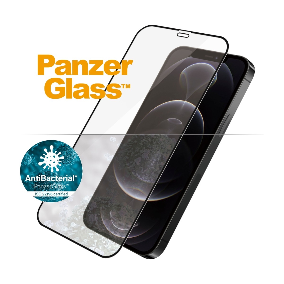 PanzerGlass iPhone 12/12 Pro Case Friendly Antibakteriel skærmbeskytter, sort billede 3