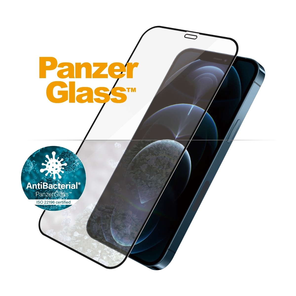 PanzerGlass iPhone 12 Pro Max Case Friendly Antibakteriel skærmbeskytter, sort billede 3