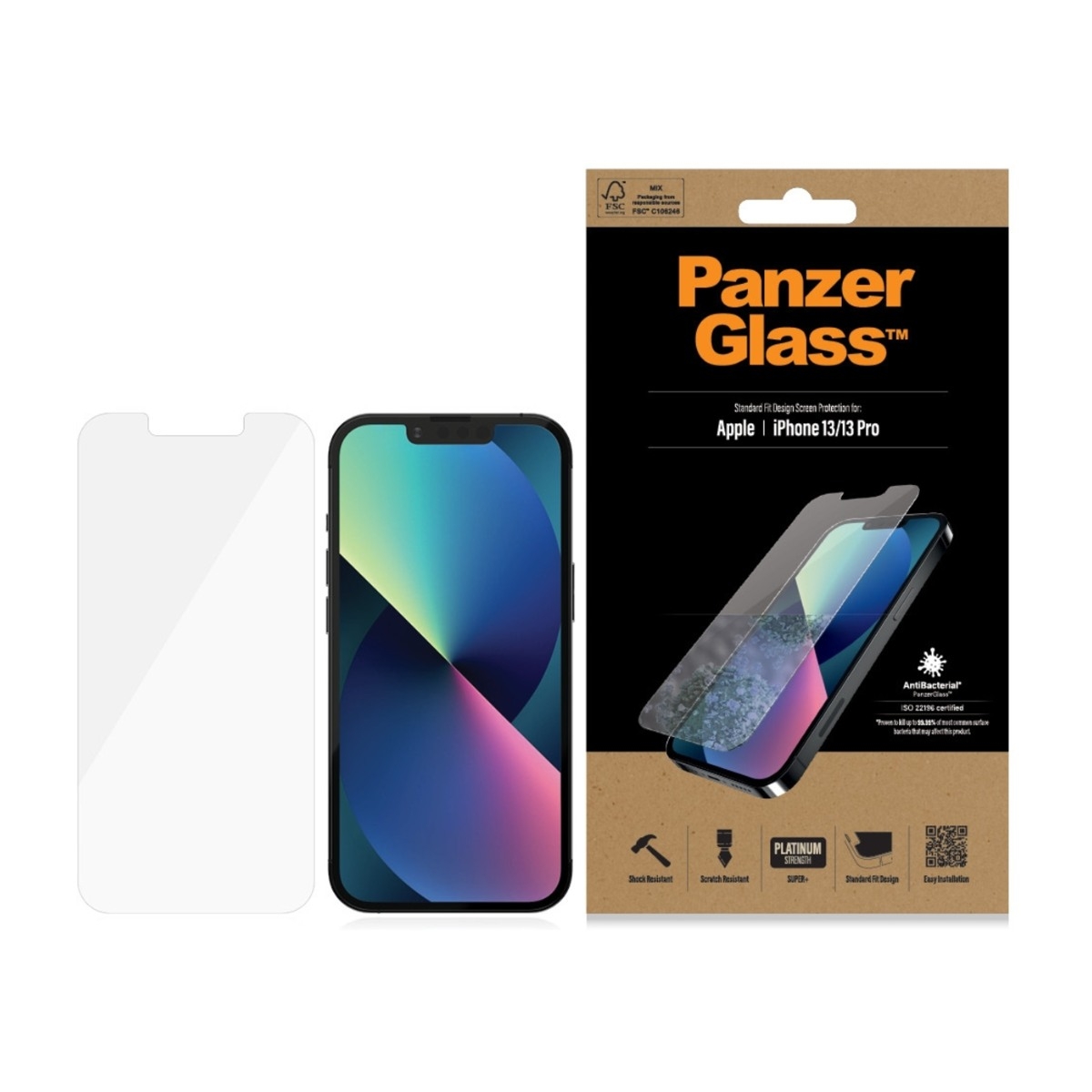 PanzerGlass iPhone 13/13 Pro Antibakteriel skærmbeskytter billede 2