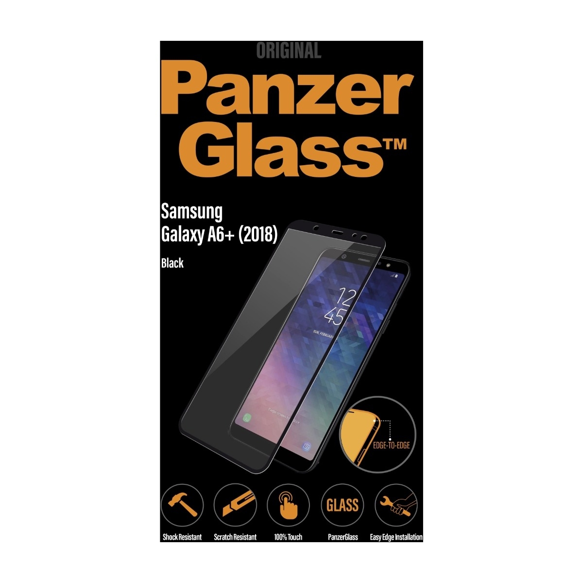 PANZERGLASS GALAXY A6+ 2018 SKÆRMBESKYTTER , SORT billede 2