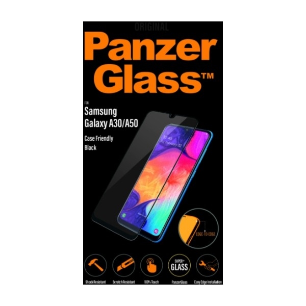PanzerGlass Samsung Galaxy A30/A30S/A50 skærmbeskytter, sort billede 1