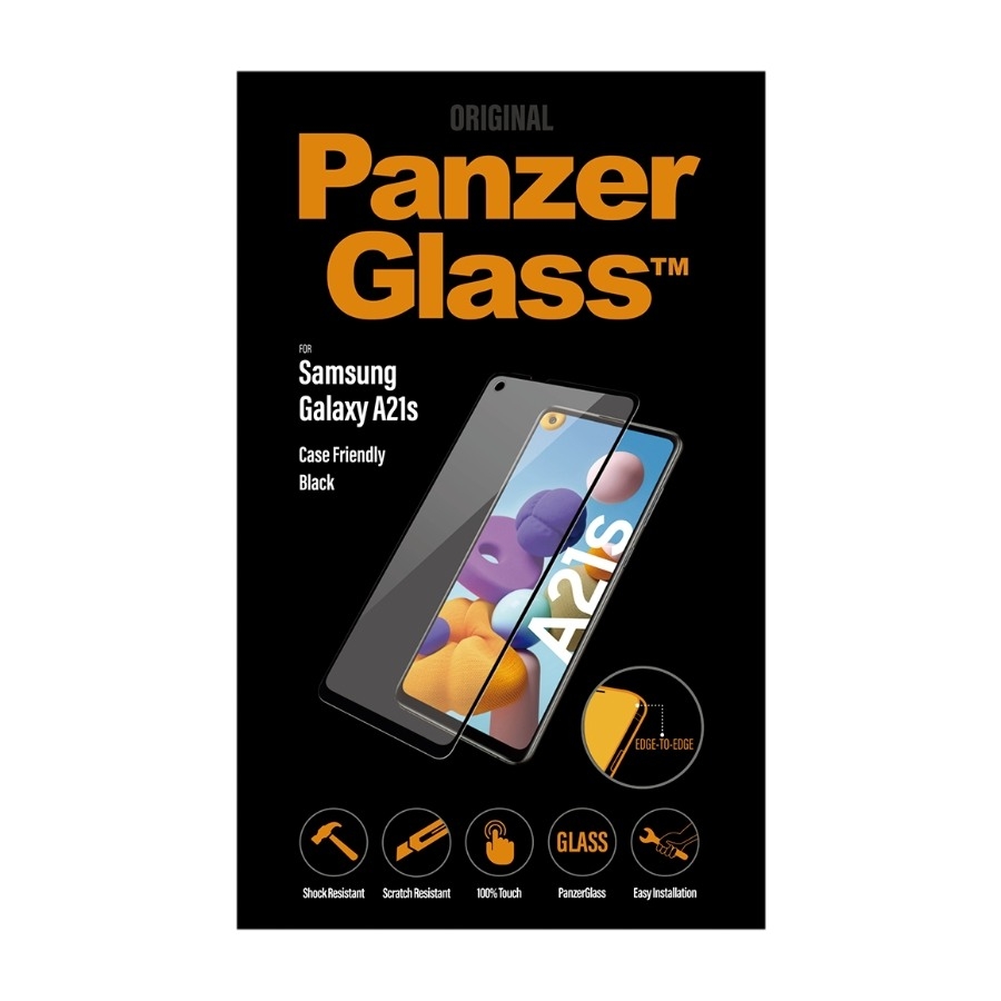 PanzerGlass Samsung Galaxy A21S Case Friendly skærmbeskytter, sort billede 1