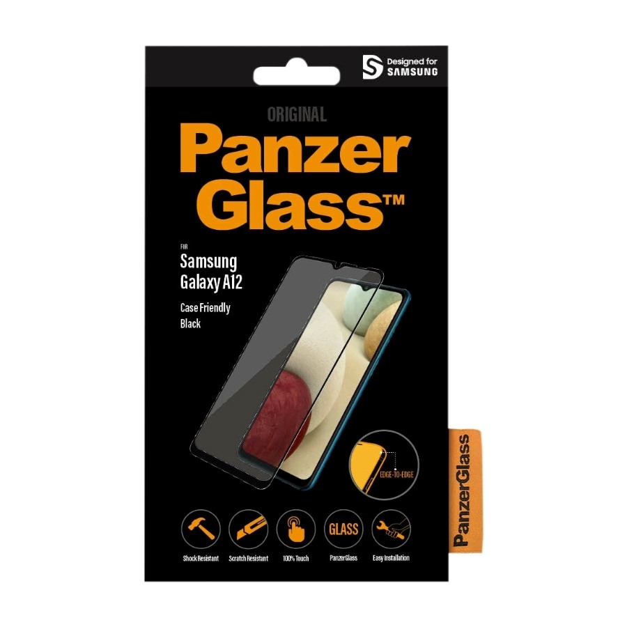 PanzerGlass Samsung Galaxy A12 skærmbeskytter, sort billede 1