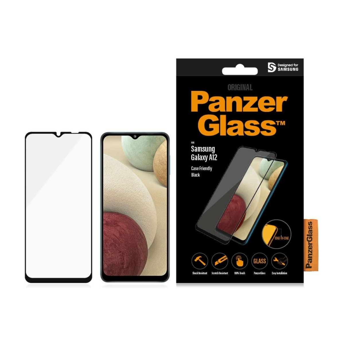 PanzerGlass Samsung Galaxy A12 skærmbeskytter, sort billede 2