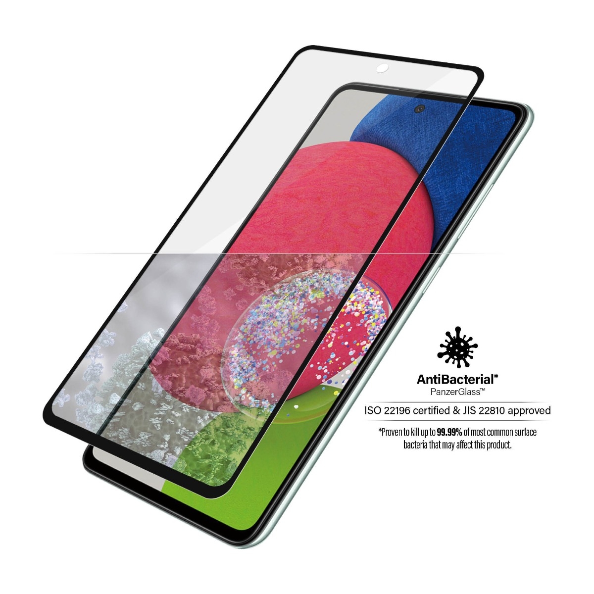 PanzerGlass Samsung Galaxy A53/A52/A52S 5G skærmbeskytter Antibakteriel, sort billede 2