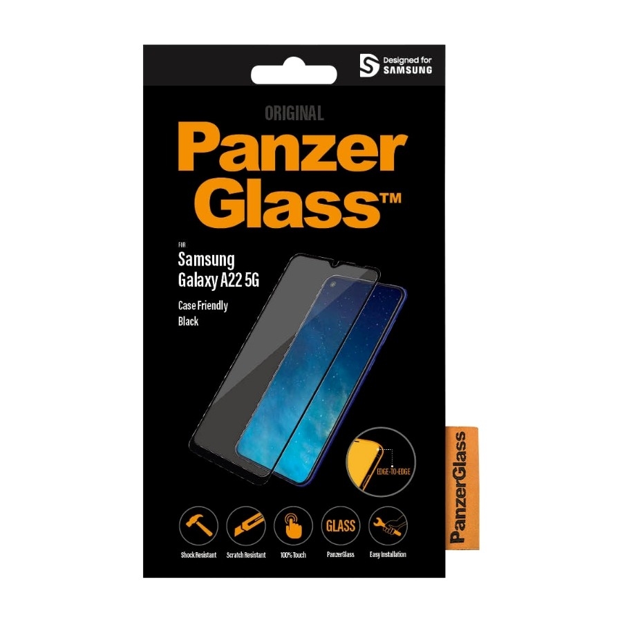PanzerGlass Samsung Galaxy A22 5G Case Friendly skærmbeskytter, sort billede 1