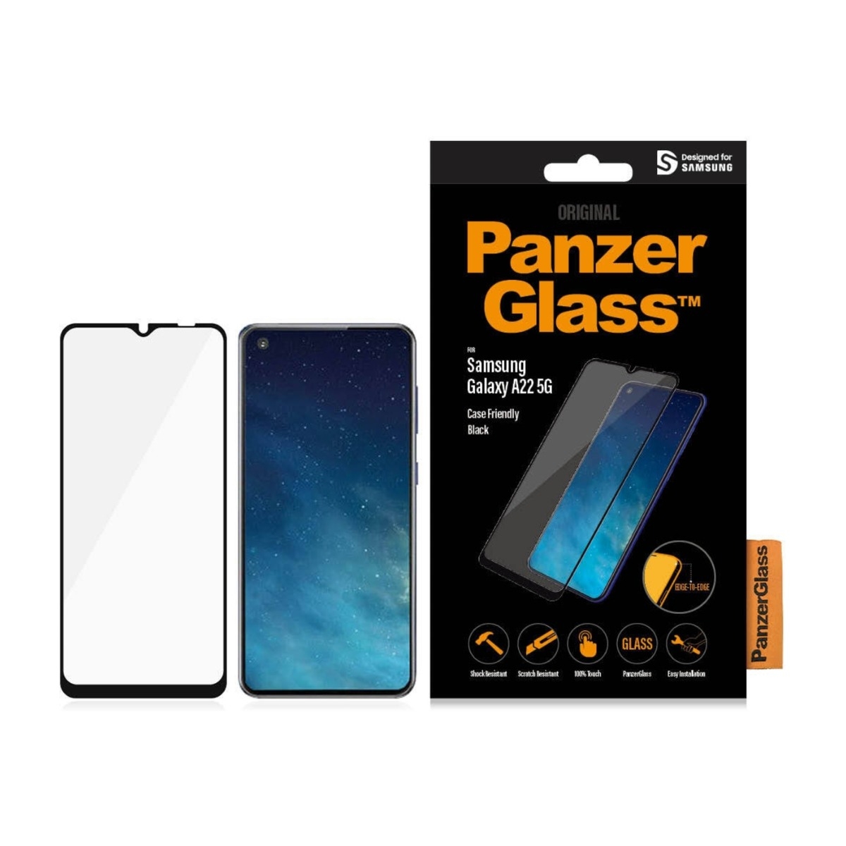 PanzerGlass Samsung Galaxy A22 5G Case Friendly skærmbeskytter, sort billede 3