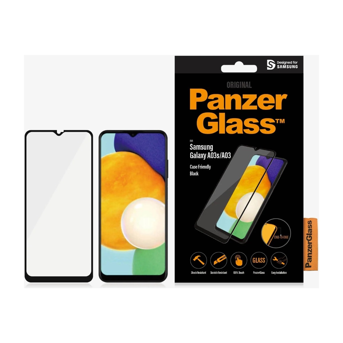 PanzerGlass Samsung Galaxy A03S/A03 Case Friendly skærmbeskytter, sort billede 3