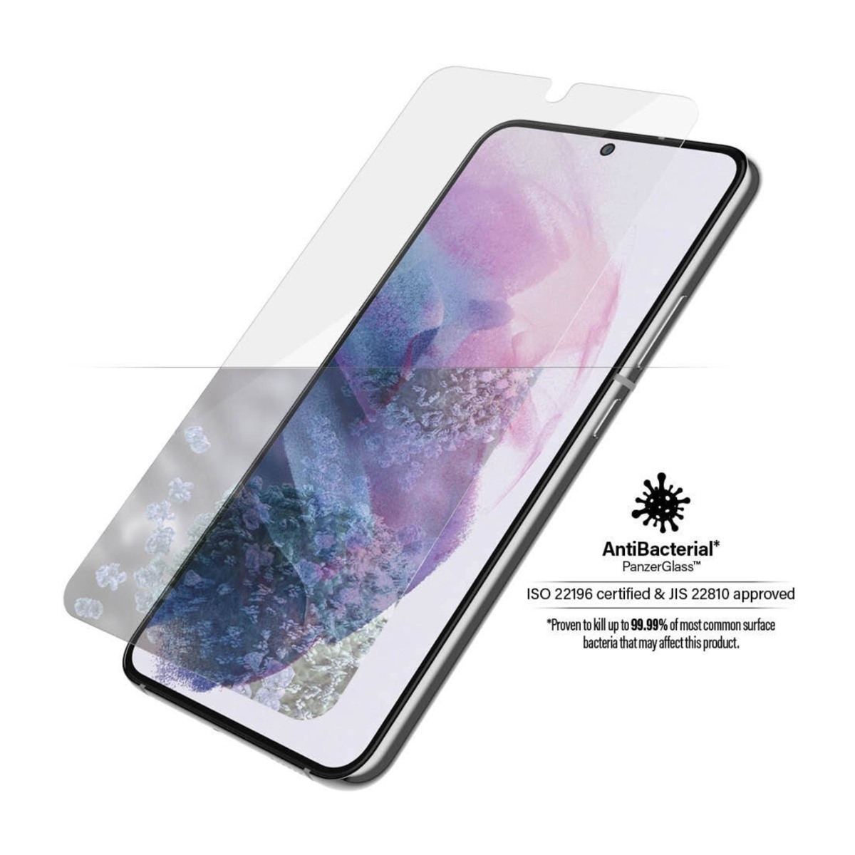 PanzerGlass Samsung Galaxy S22 skærmbeskytter Case Friendly, sort antibakteriel billede 2