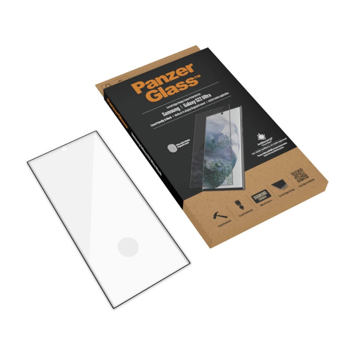 PanzerGlass Samsung Galaxy S22 Ultra Case Friendly Antibakteriel skærmbeskytter, sort billede 2