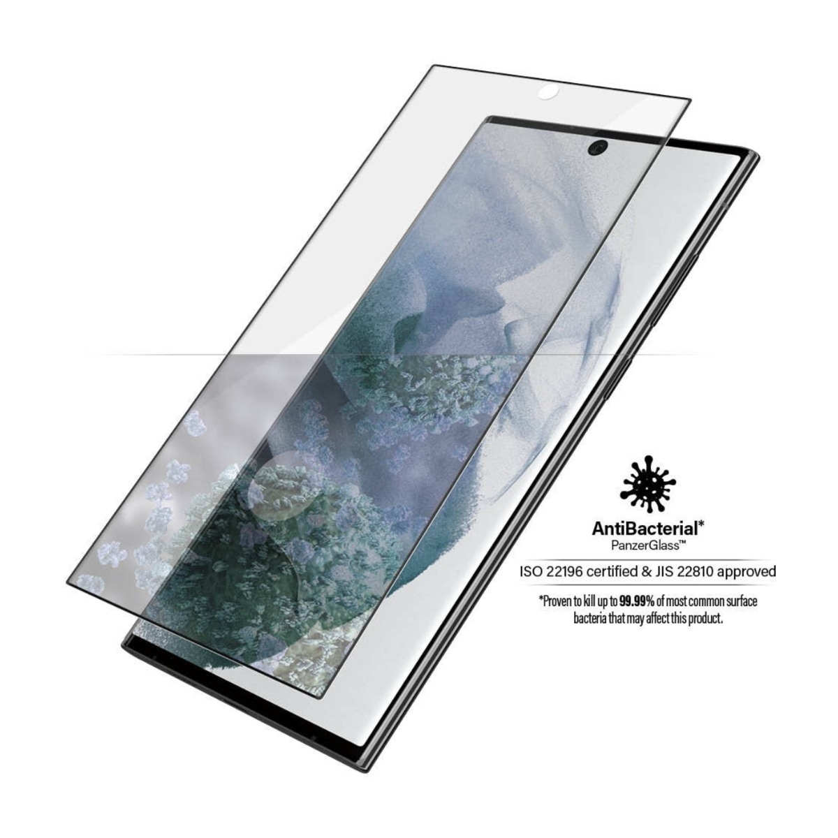PanzerGlass Samsung Galaxy S22 Ultra Case Friendly Antibakteriel skærmbeskytter, sort billede 3