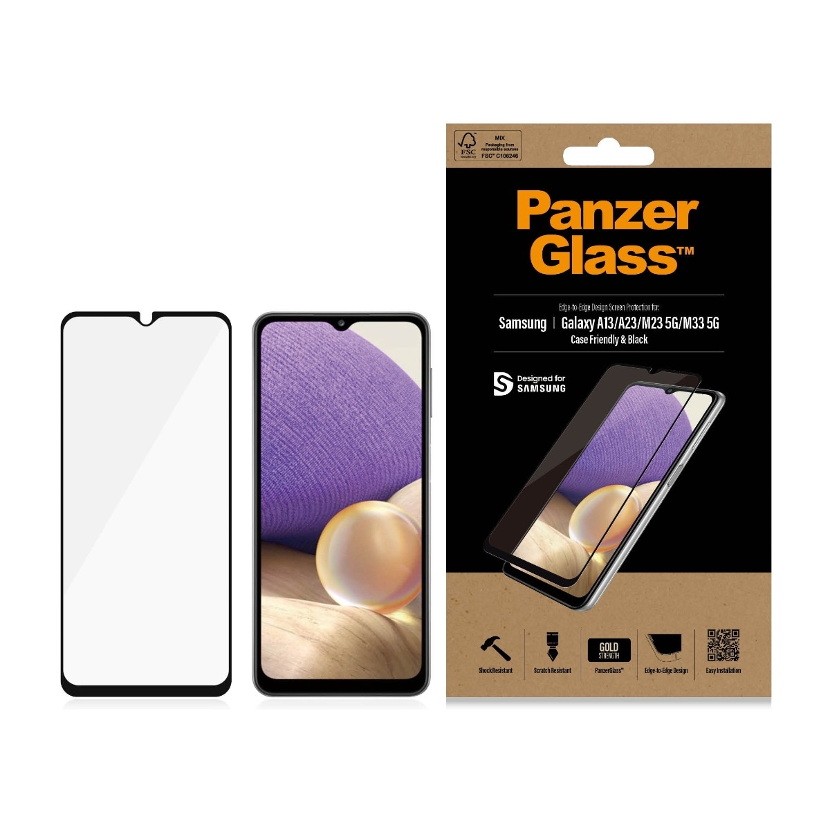PanzerGlass Samsung Galaxy A13 4G/A23/A23 5G/M23/M33 Case Friendly skærmbeskytter, sort billede 3
