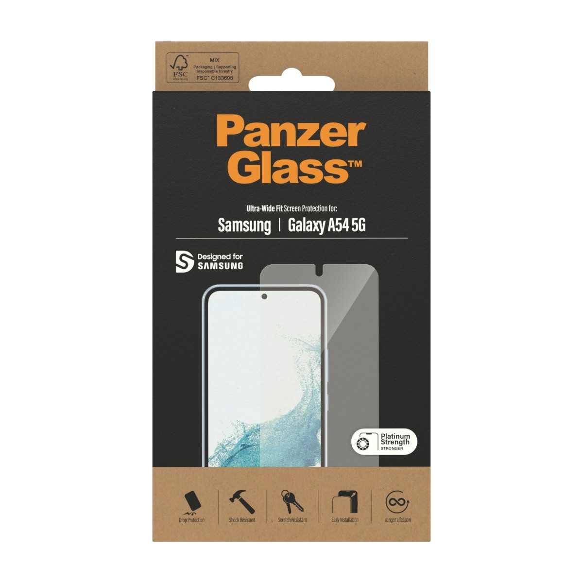 PanzerGlass Samsung Galaxy A54 skærmbeskytter Ultra-Wide Fit, sort billede 1
