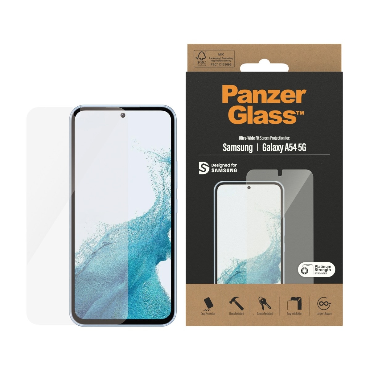 PanzerGlass Samsung Galaxy A54 skærmbeskytter Ultra-Wide Fit, sort billede 2