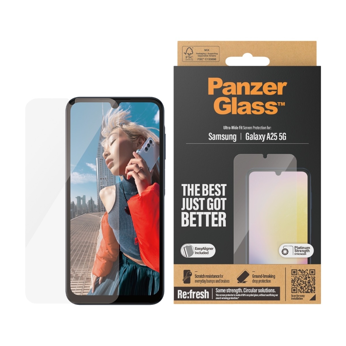 PanzerGlass Samsung Galaxy A25 5G skærmbeskytter Ultra-Wide Fit med applikator billede 1