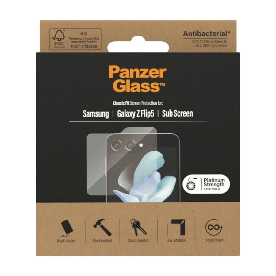PanzerGlass Samsung Galaxy Z Flip5 Antibakteriel skærmbeskytter til frontskærmen billede 1