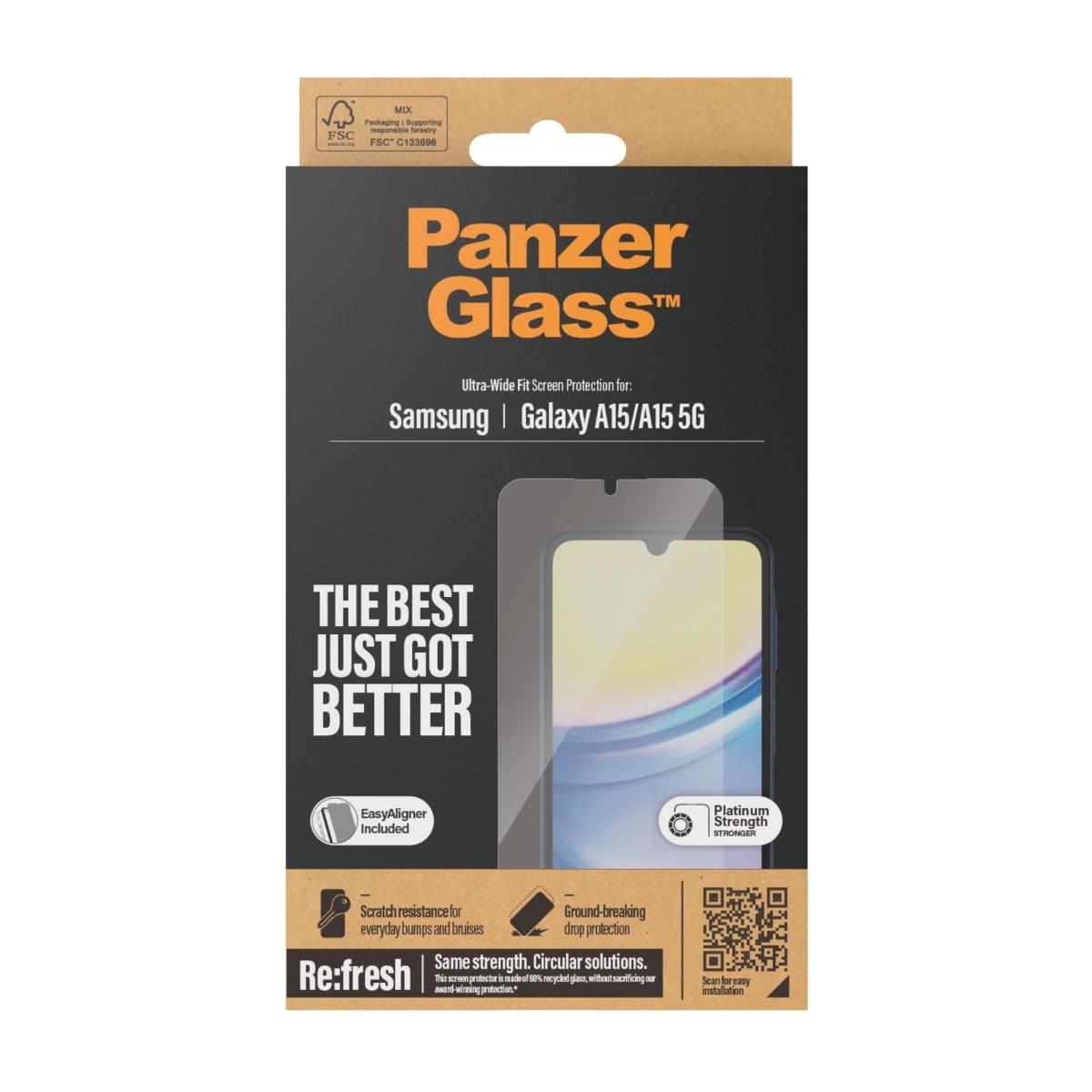 PanzerGlass Samsung Galaxy A15 5G/4G skærmbeskytter Ultra-Wide Fit med applikator billede 3