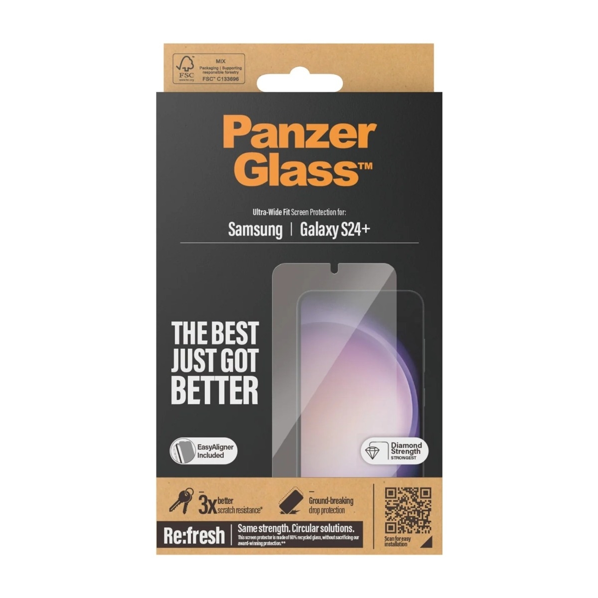 PanzerGlass Samsung Galaxy S24+ skærmbeskytter Ultra-Wide Fit med applikator billede 3