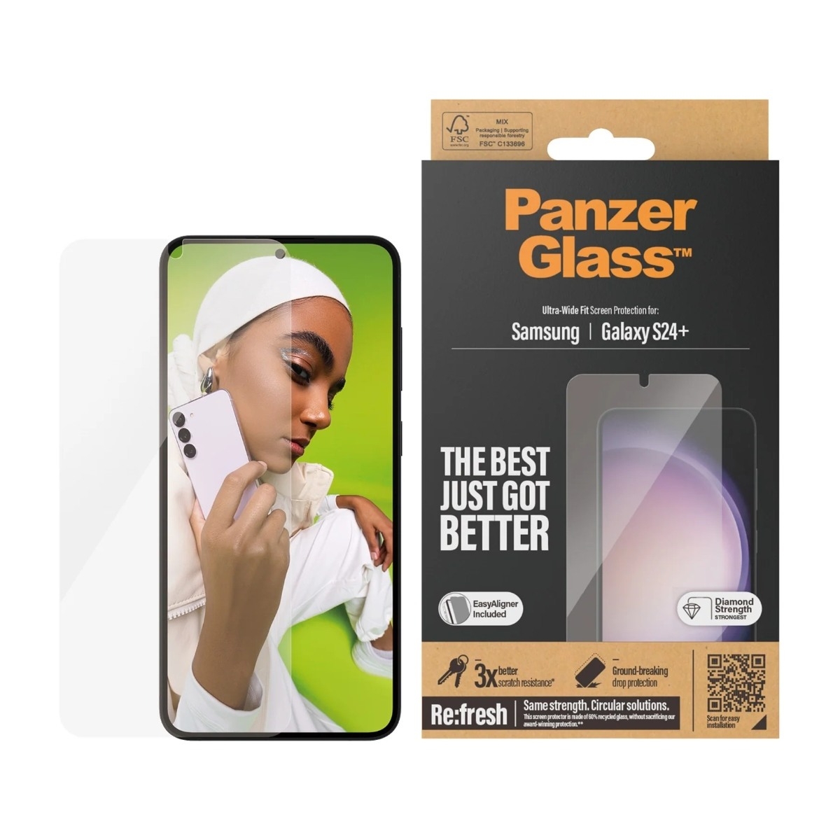PanzerGlass Samsung Galaxy S24+ skærmbeskytter Ultra-Wide Fit med applikator billede 2