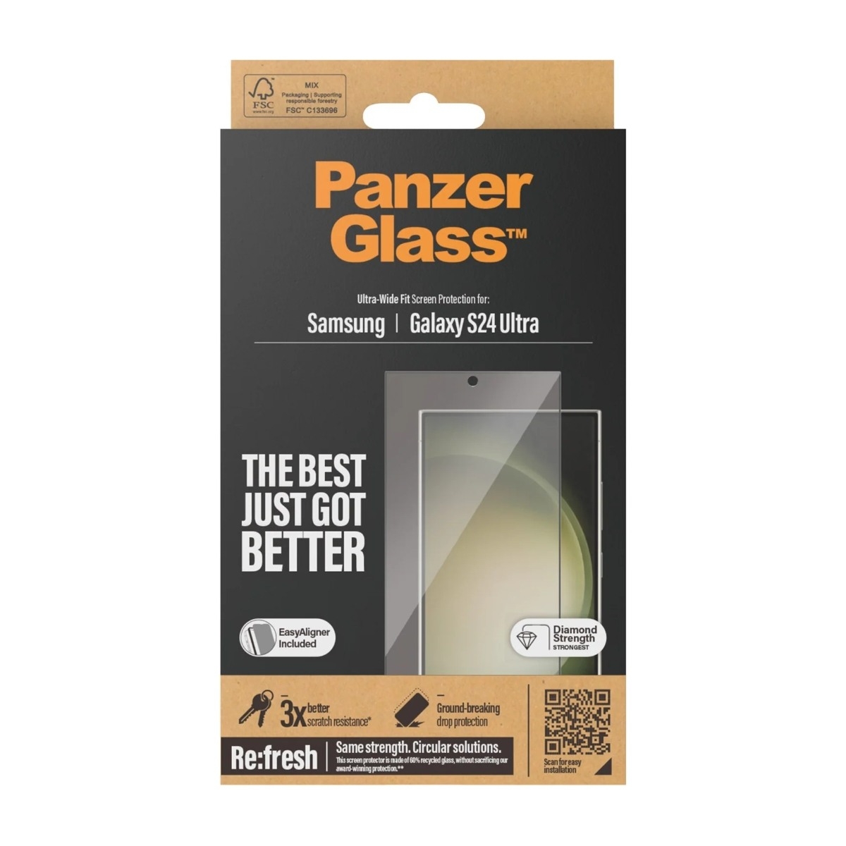 PanzerGlass Samsung Galaxy S24 Ultra skærmbeskytter Ultra-Wide Fit med applikator billede 3