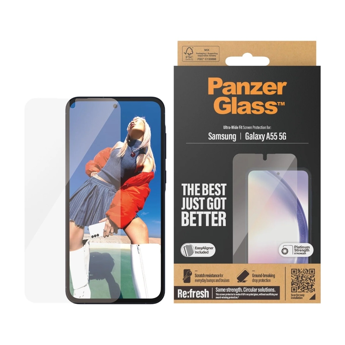PanzerGlass Samsung Galaxy A55 skærmbeskytter Ultra-Wide Fit billede 2