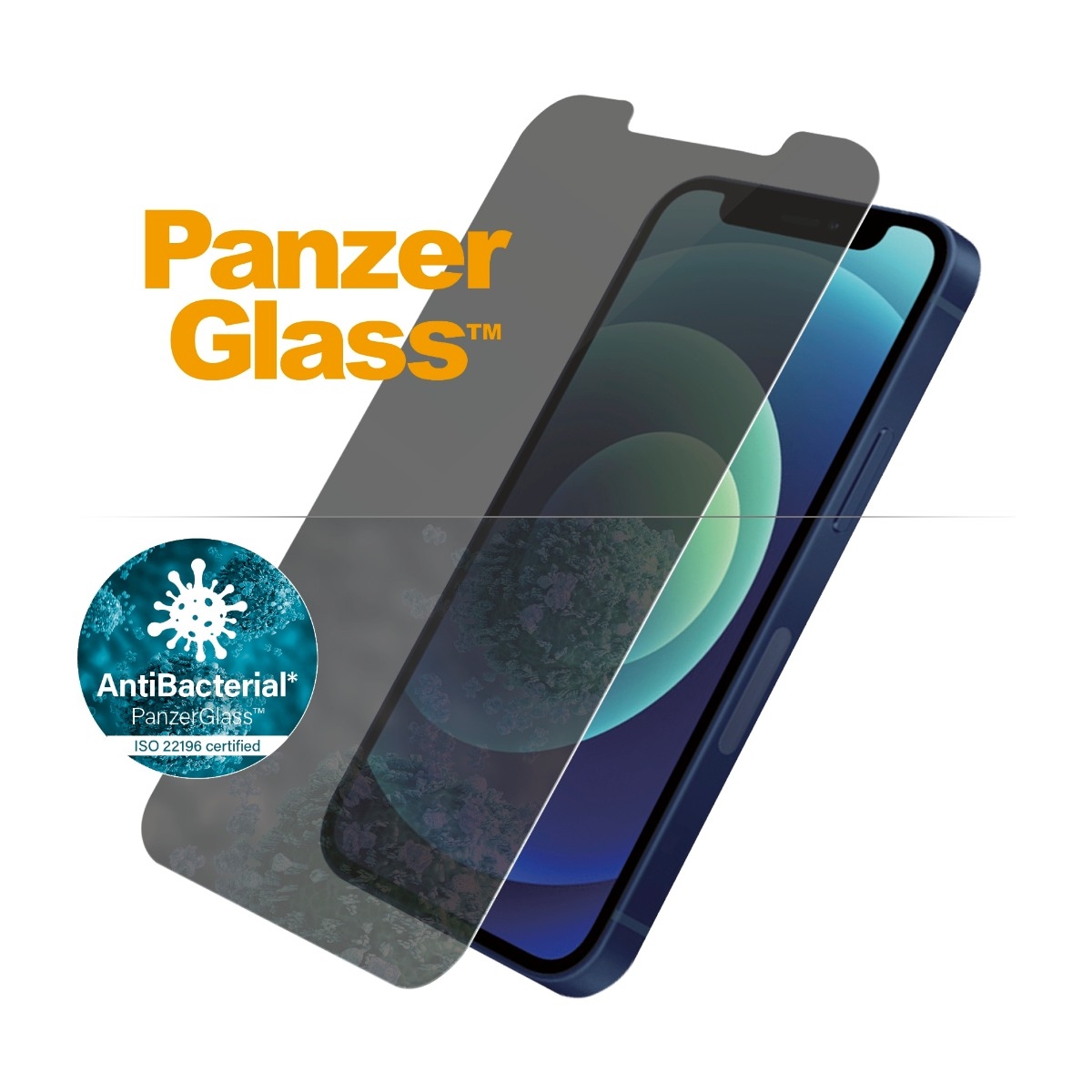 PanzerGlass iPhone 12 Mini Antibakteriel Privacy skærmbeskytter, sort billede 3
