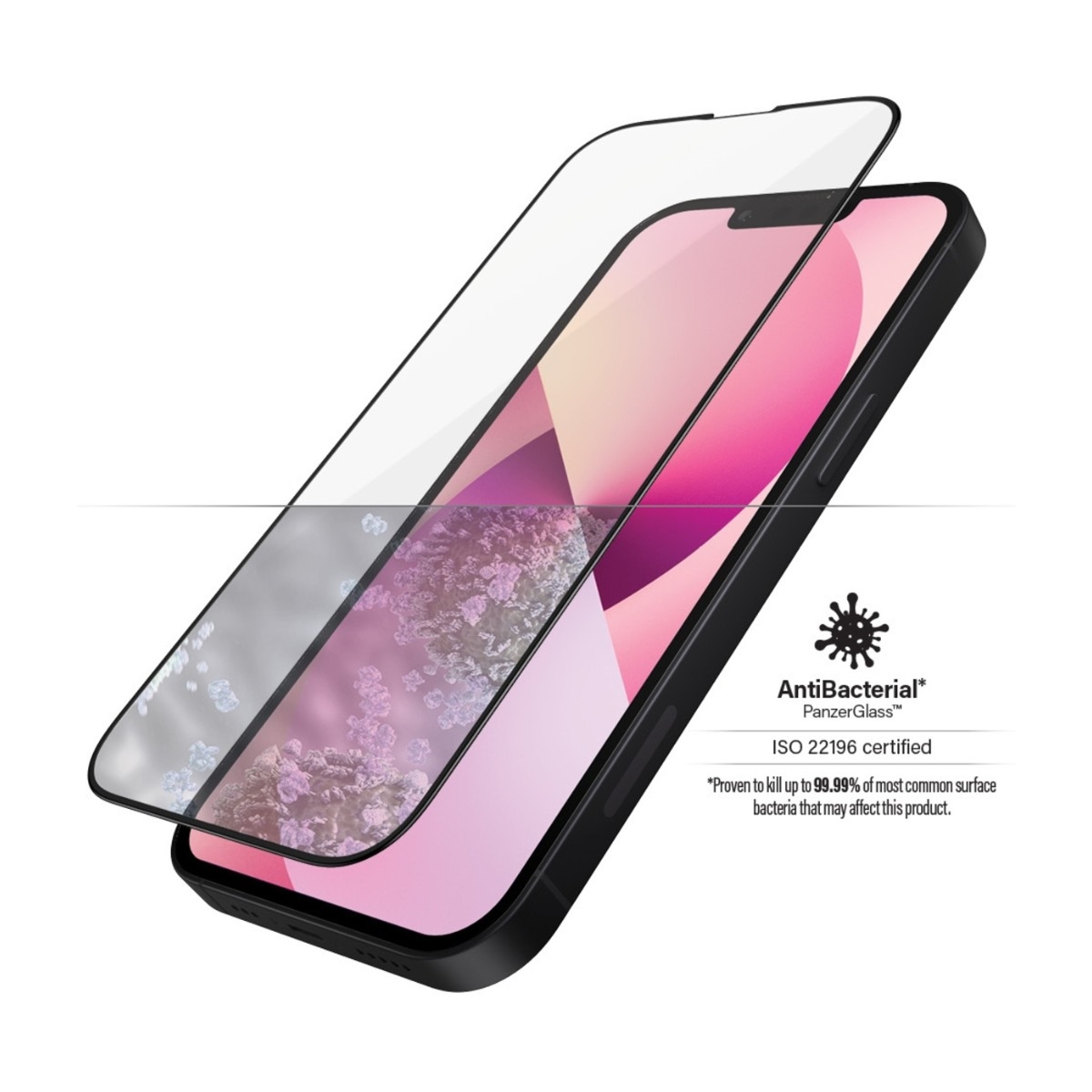 PanzerGlass iPhone 13 Mini Case Friendly Antibakteriel skærmbeskytter, sort billede 2