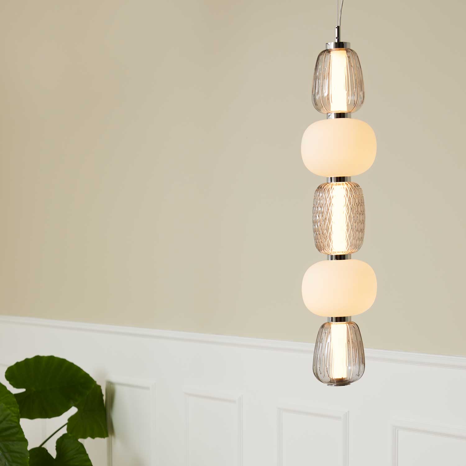 LOOM Design Pearl 5 grå/opal/krom pendel billede 4