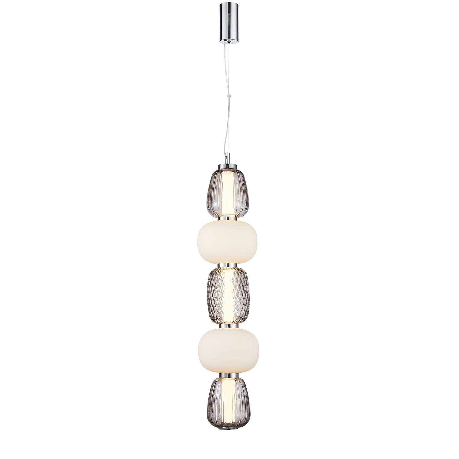 LOOM Design Pearl 5 grå/opal/krom pendel billede 1