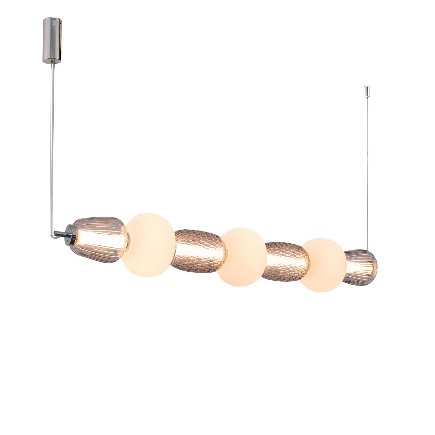 LOOM Design Pearl 7 grå/opal/krom pendel billede 1