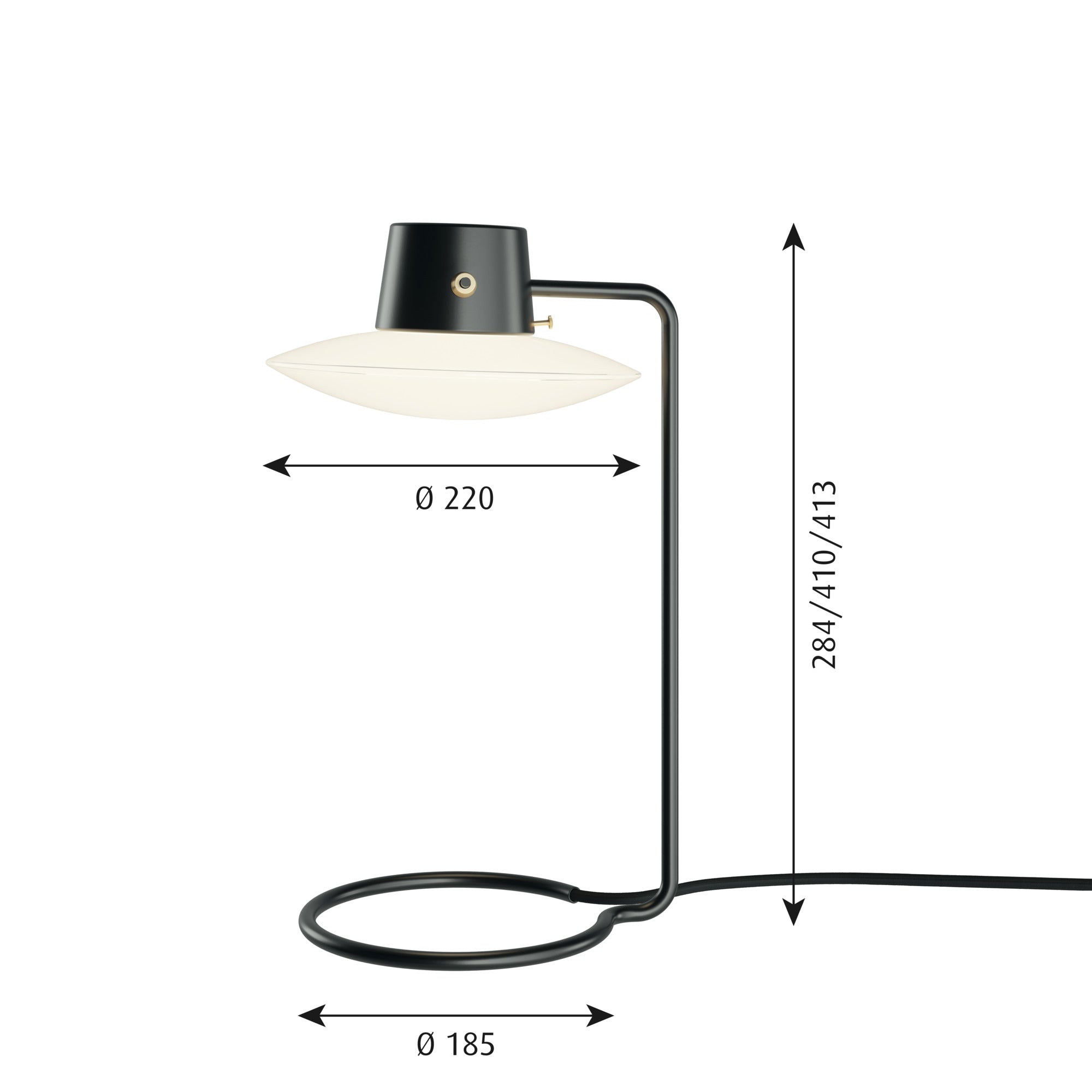 AJ Oxford Bordlampe Høj Opalglas billede 2