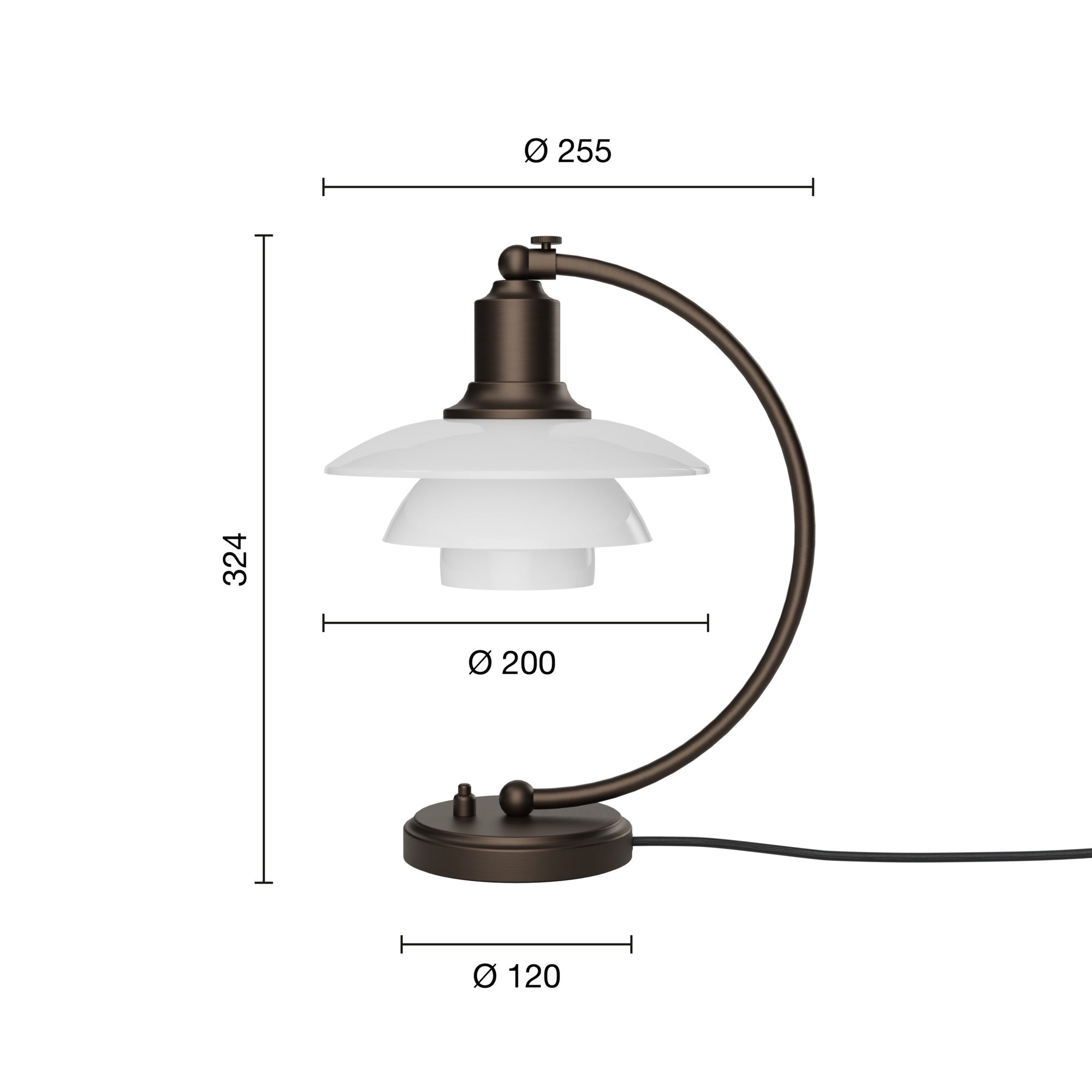 PH 2/2 Luna Bordlampe Aged Brass billede 2