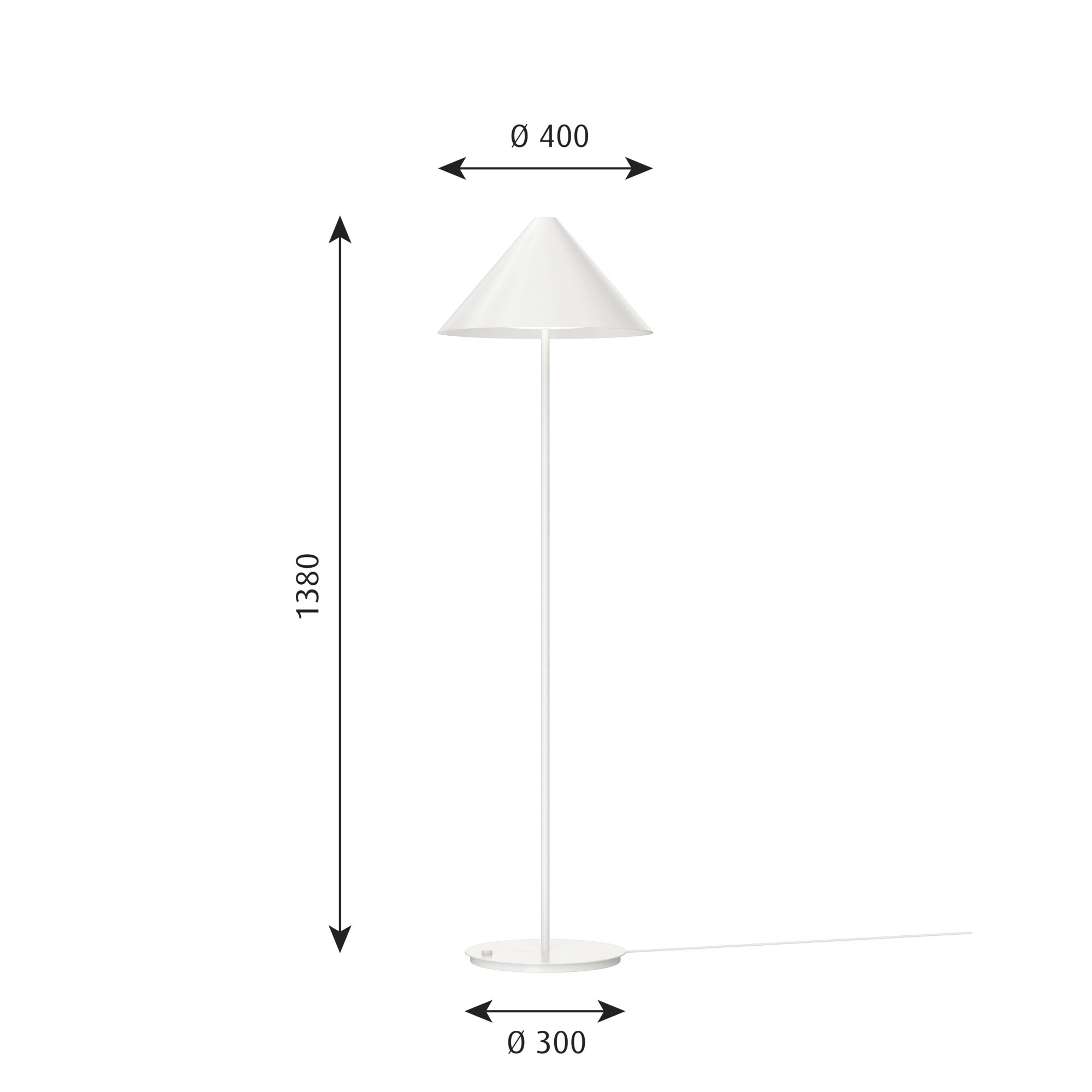 Keglen 400 hvid LED gulvlampe billede 2