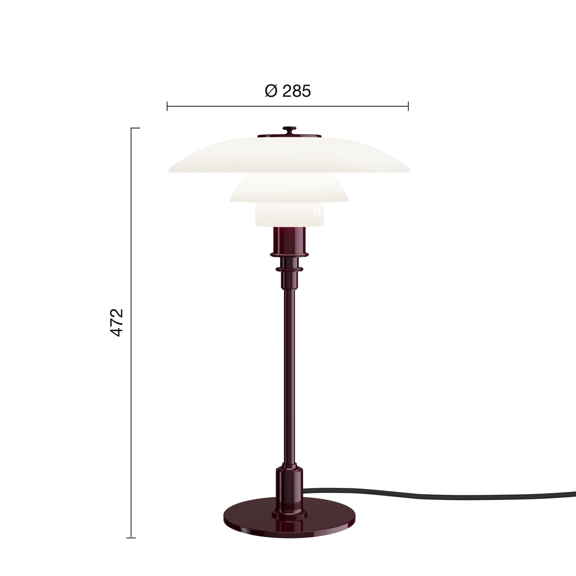 PH 3/2 Glossy Burgundy bordlampe billede 2